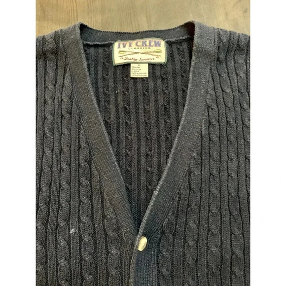 Vintage Ivy Crew Classics Cotton Grandpa Cardigan Sweater Vest XL Blue Dad - Picture 4 of 9